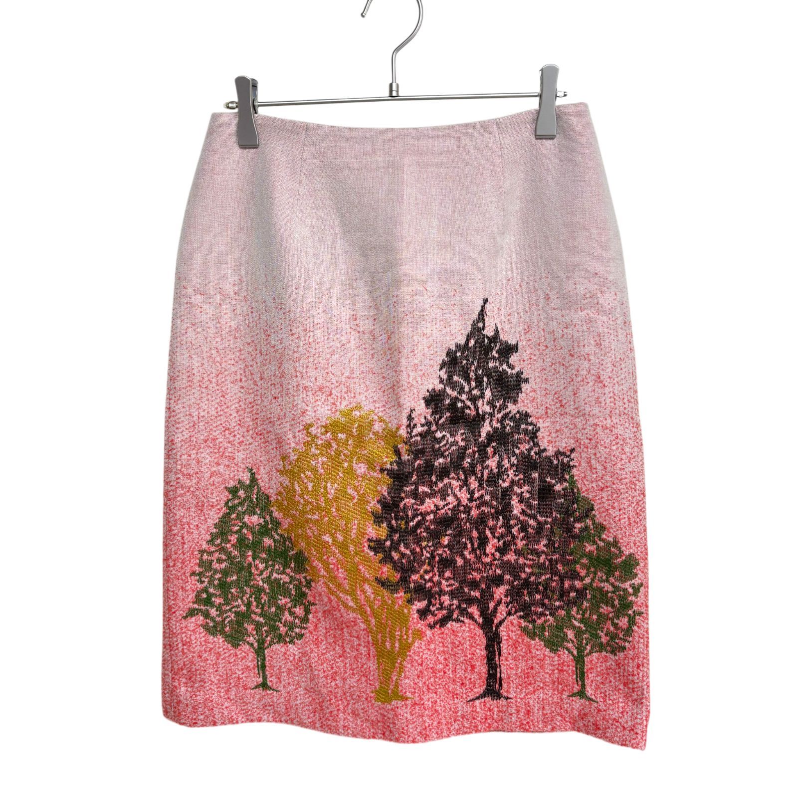 Sybilla シビラ スカート L ピンク系 刺繍デザイン 木柄 フレアスカート 膝丈 日本製 上品 エレガント skirt pinkSybilla;没有明显的损伤或污渍; L