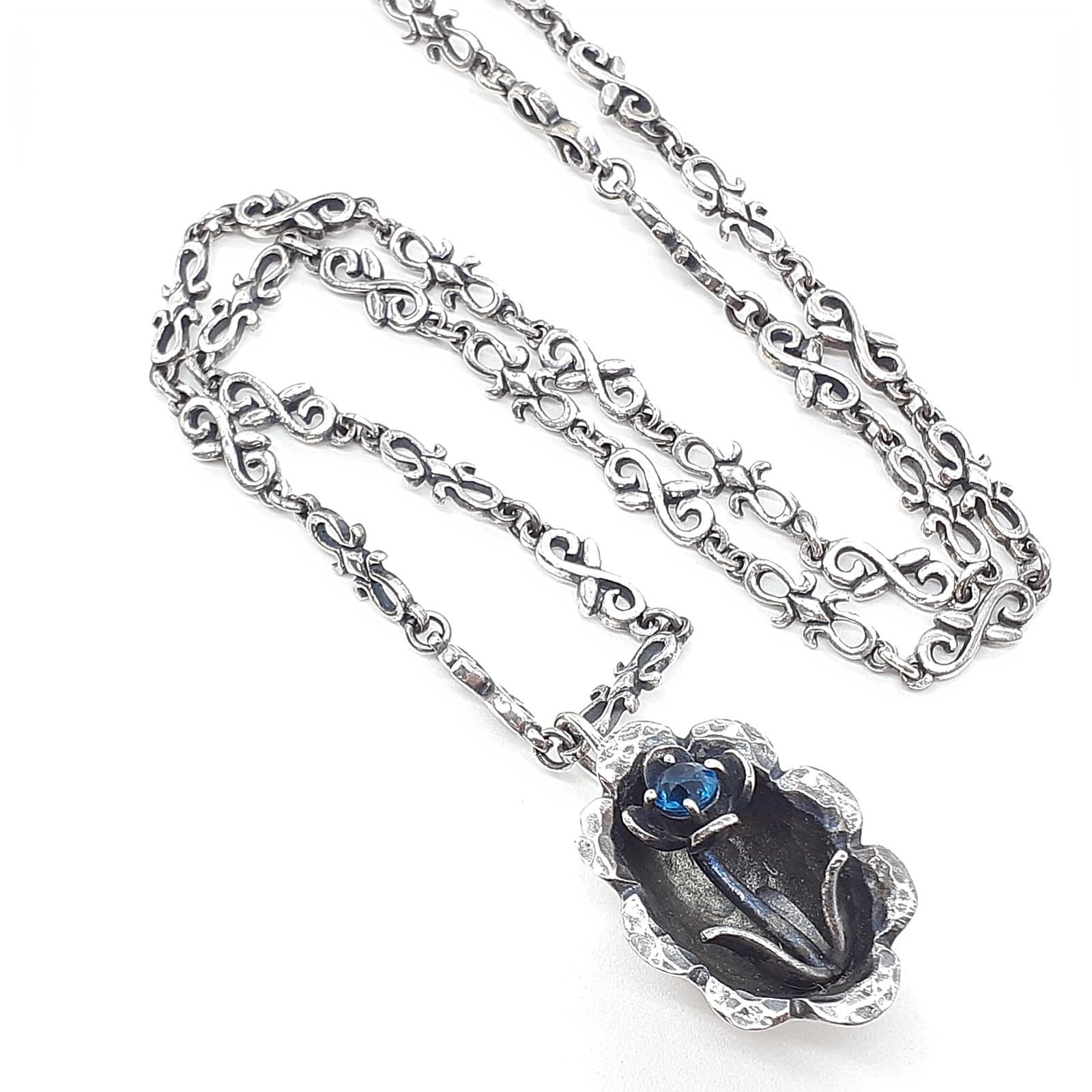 UZU ウズ ネックレス シルバー SILVER デザインチェーン フラワー ブルートパーズ