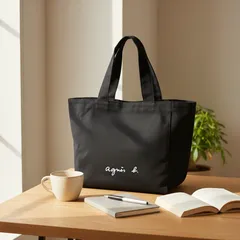 agnes b. VOYAGE トートバッグ ブラック キャンバス A4可 ブラック 黒