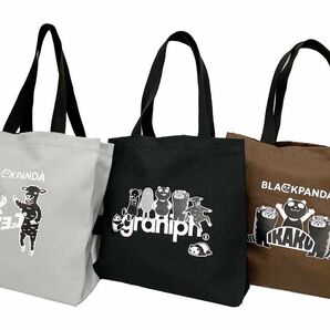 ★新品 イオン グラニフコラボ ブラックパンダトートバッグ ライトグレー、ブラック2色セット 底板折らず宅急便60サイズ