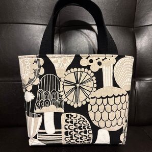 北欧柄 ミニトートバッグ ハンドメイド モノトーン