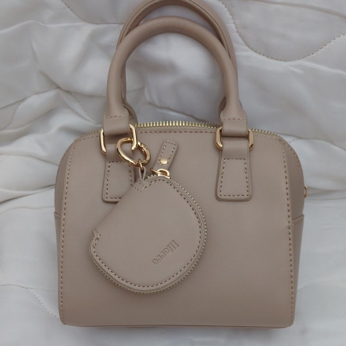 Lierre ハンドバッグ ショルダーバッグ 2way ベージュ ポーチ付き