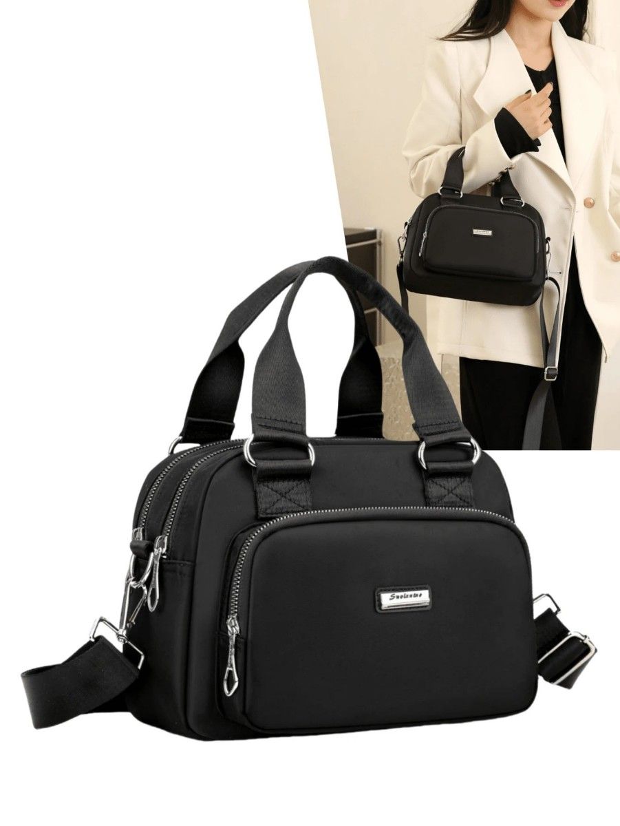 軽量 ブラックトートバッグ 多機能 ユニセックス 定番人気 プレゼント240530