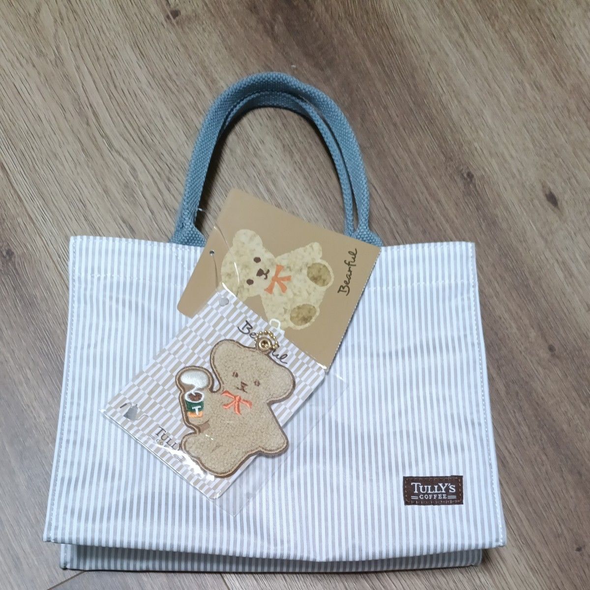 タリーズコーヒー ベアフル トートバッグ ストライプ Happy Bag チャーム ストライプトートバッグ ミニトートバッグ