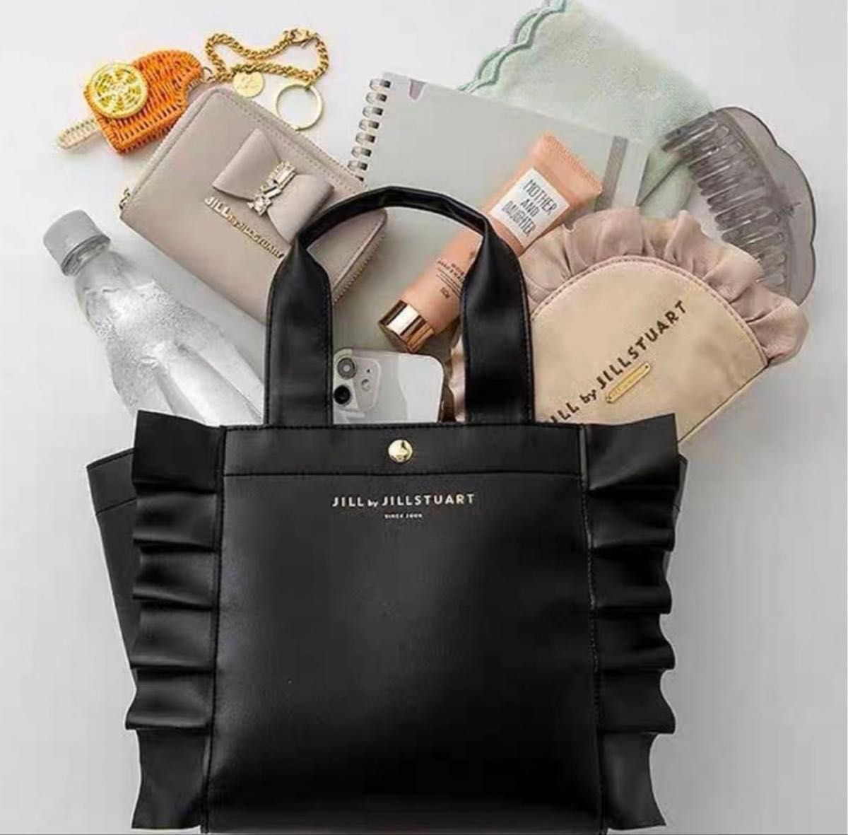 JILLSTUART ブラック フリルトートバッグ