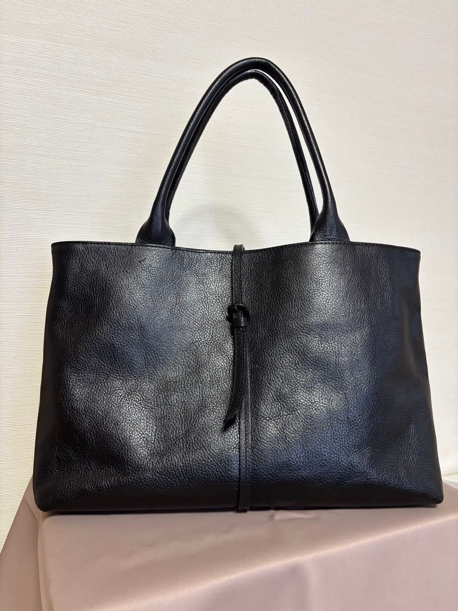 ブラック レザー トートバッグ A4対応