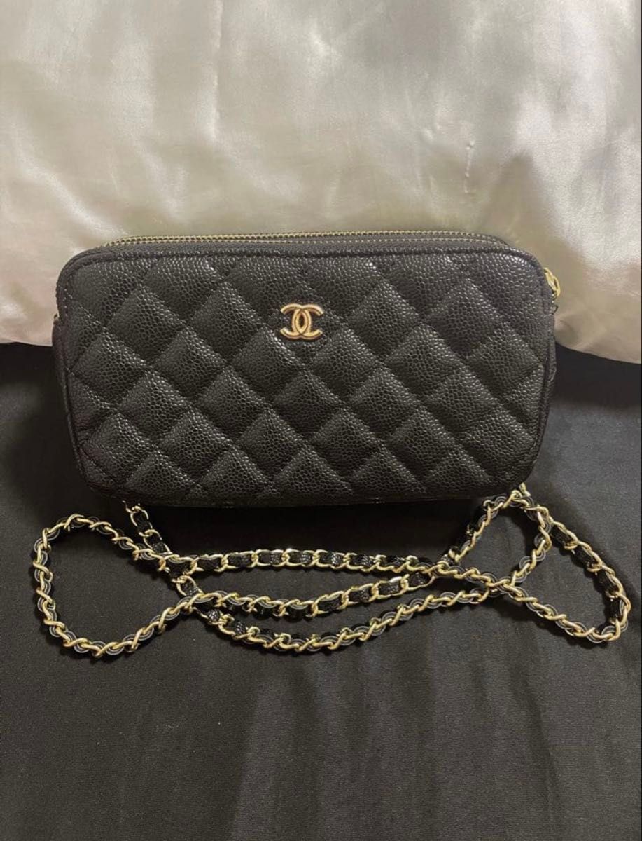 CHANEL ノベルティ キルティング チェーンショルダーバッグ ブラック