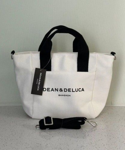 ホワイト DEAN&DELUCA ディーンアンドデルーカ キャンパス トートバッグ ショルダーバッグ 2way