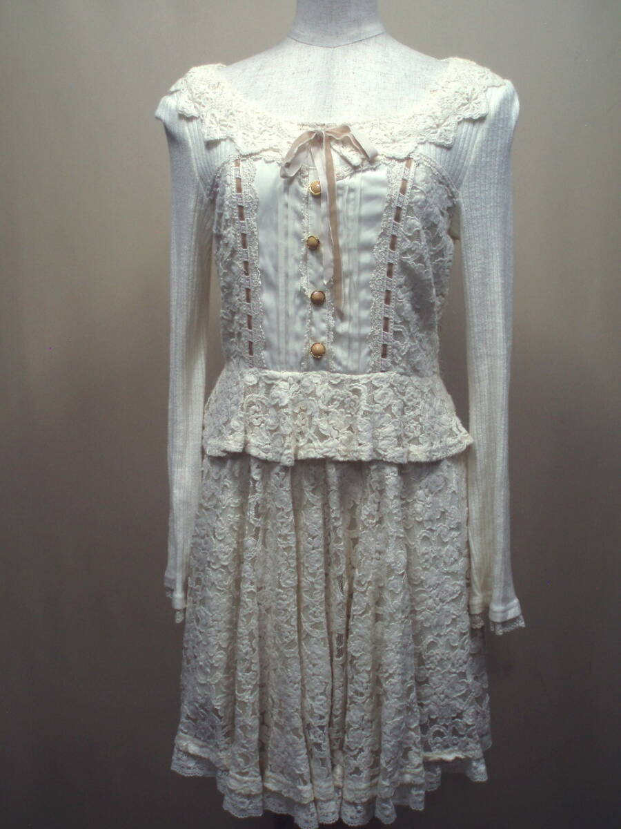 L56845【LIZ LISA/リズリサ】ロリータ コスプレ メイド レース切替 ワンピースドレス