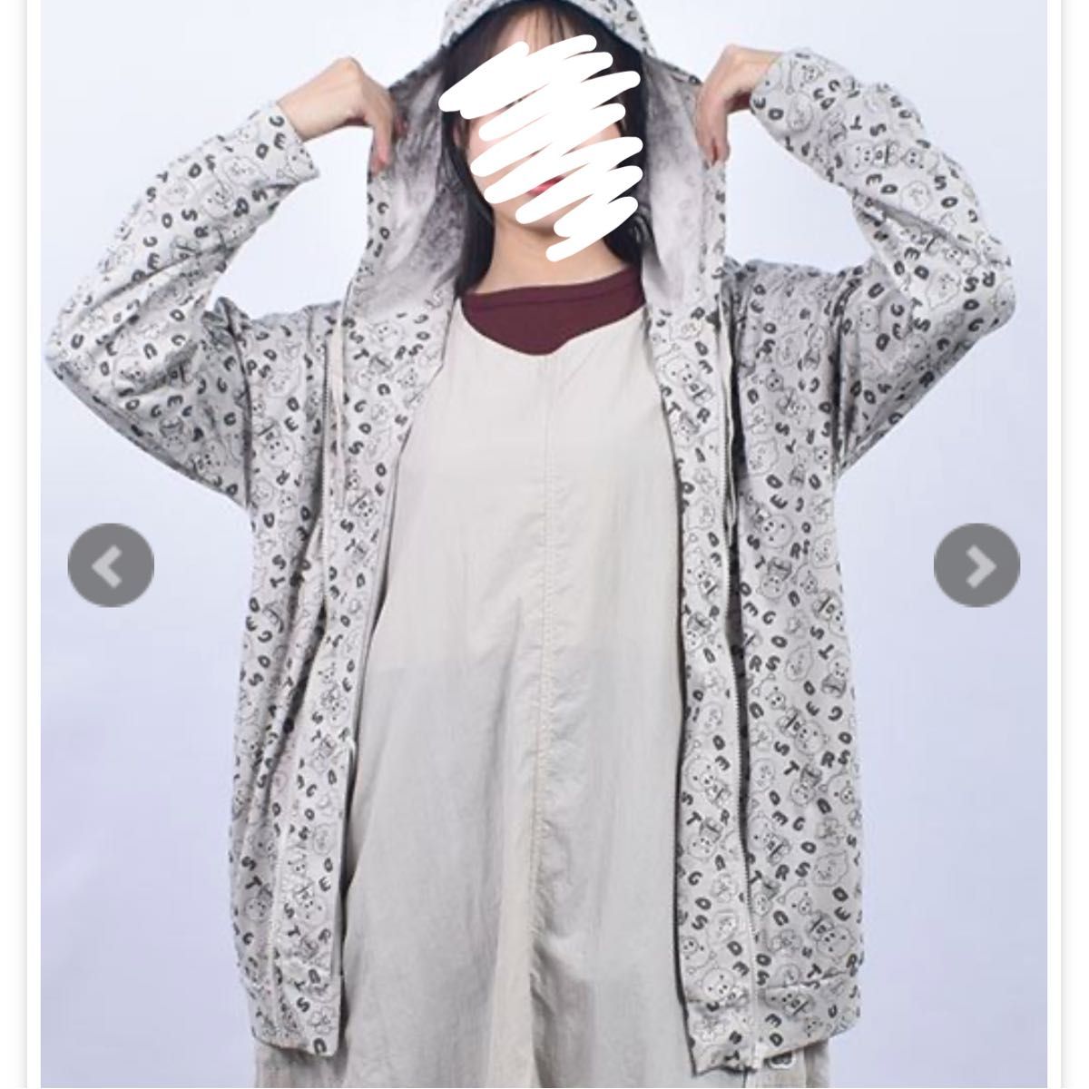 新品タグ付　drug store's T/C天竺 総柄プリント          指穴付き ゆったり パーカー二手;物流保障;未使用