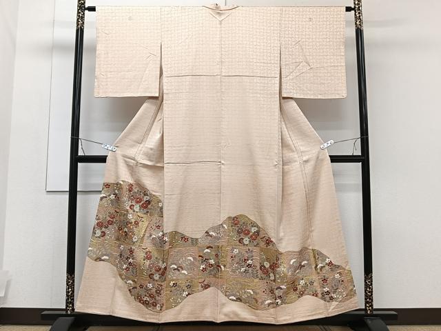 平和屋着物■豪華色留袖　駒刺繍　草花文　金彩　正絹　逸品　CAAT2717xi