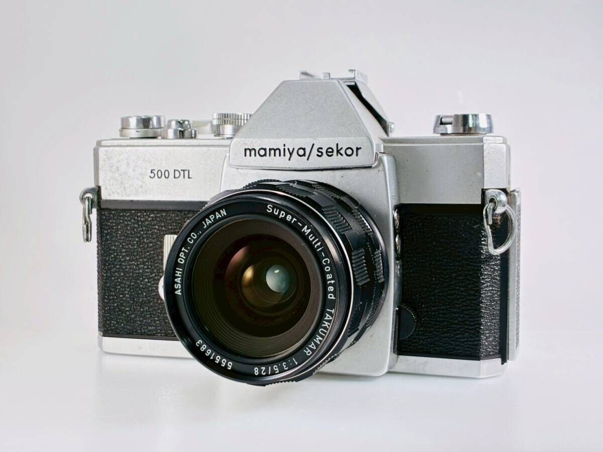 ★訳あり実用品★ マミヤ MAMIYA SEKOR 500 DTL SUPER MULTI COATED TAKUMAR 28mm F3.5 動作レンズセット ★シャッターOK! #A250