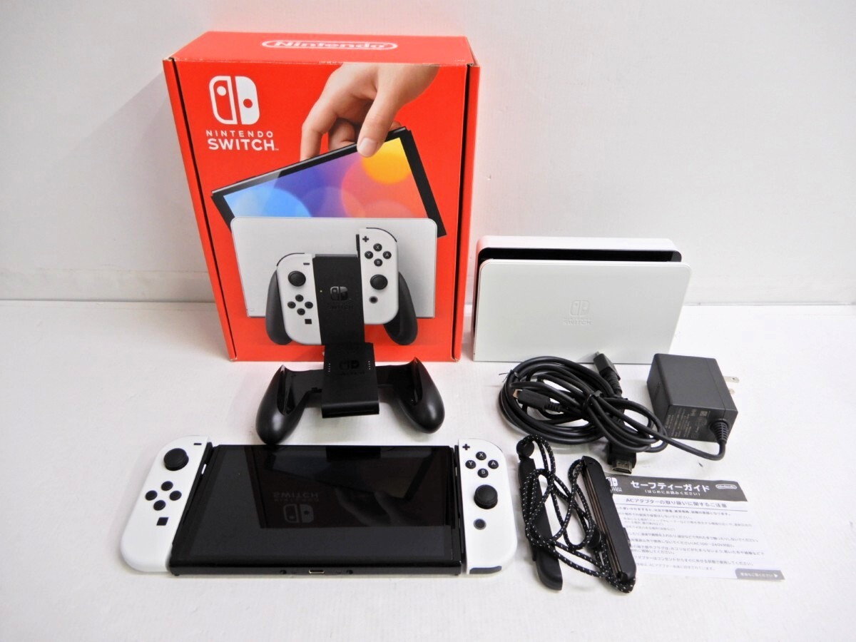 062Z296★【中古 美品/動作品】 Nintendo Switch 本体 有機ELモデル ホワイト HEG-001