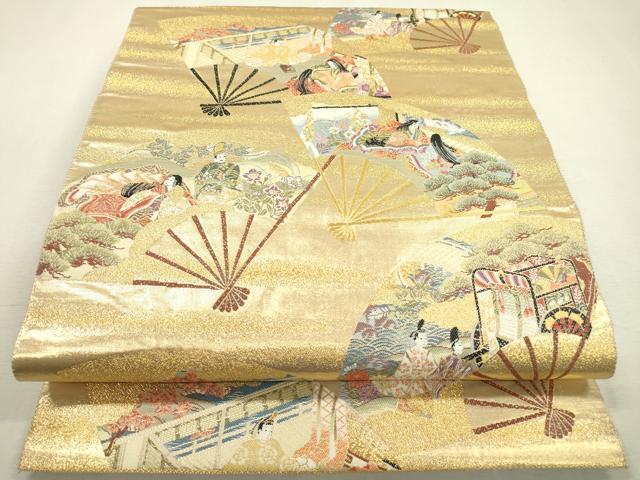 平和屋本店▼六通柄袋帯　源氏栄華　本金箔　正絹　逸品　DABD5734fe