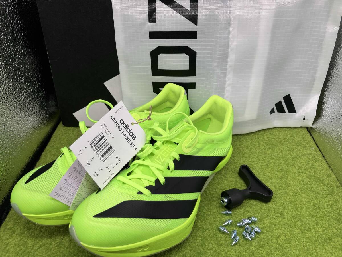 【タグ付き】adidas ADIZERO PRIME SP 4 品番JI1212 23.5cm箱・収納袋・スパイクピン・ピン回し付き