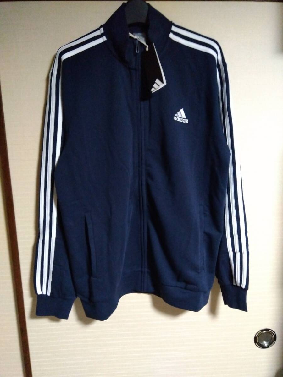 2XL/紺/新品/adidas アディダス/メンズ 薄手 スウェット ジャケット 3L ジップアップ トラックジャケット フレンチテリー 大きいサイズ