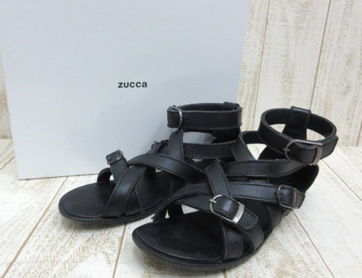 zucca/ズッカ：レザーサンダル AJ-184 牛革 ブラック サイズL レディース 中古/USED