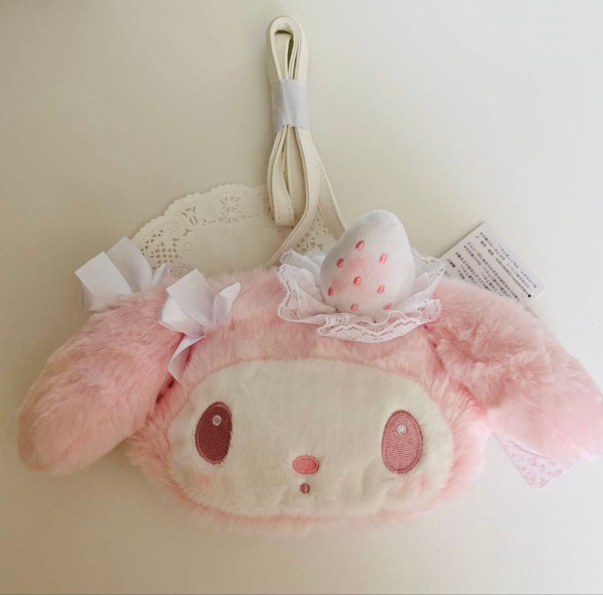 【新品未使用品】マイメロディ ぬいぐるみサコッシュ　白いちごのティータイム　サンリオ　 マイメロ ぬいぐるみ二手;物流保障;未使用