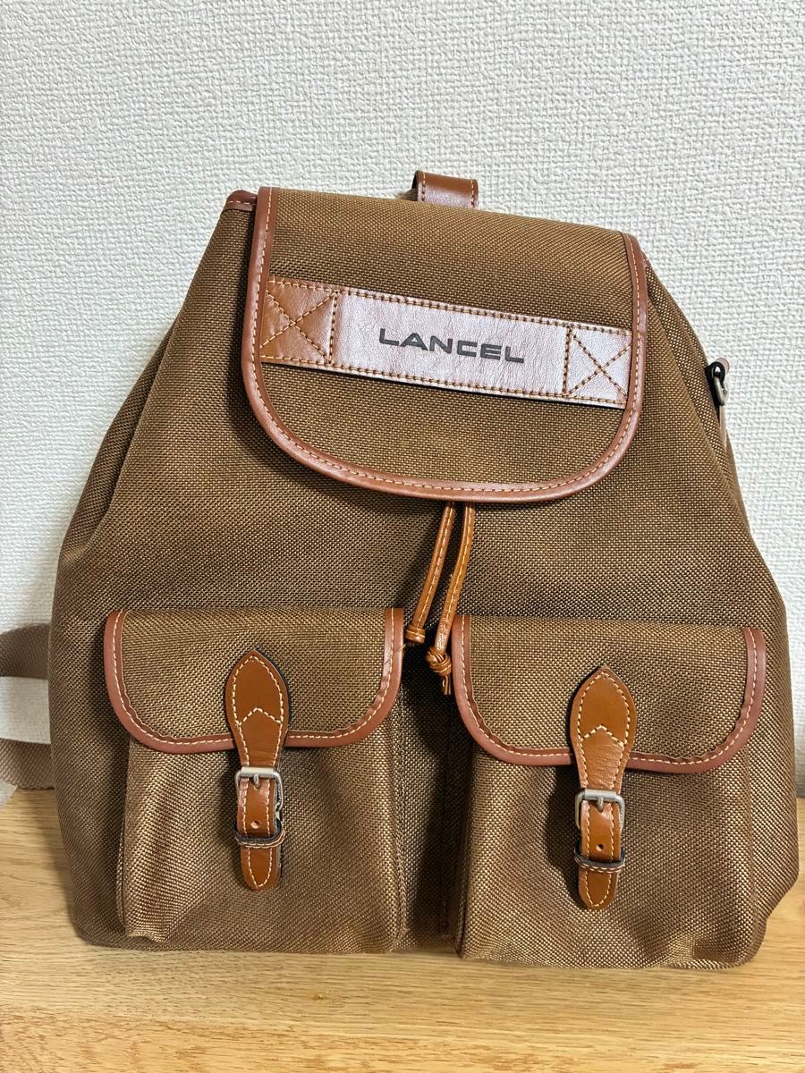 LANCEL ランセル リュックサック ブラウン キャンバス レザー二手;物流保障;没有明显的损伤或污渍