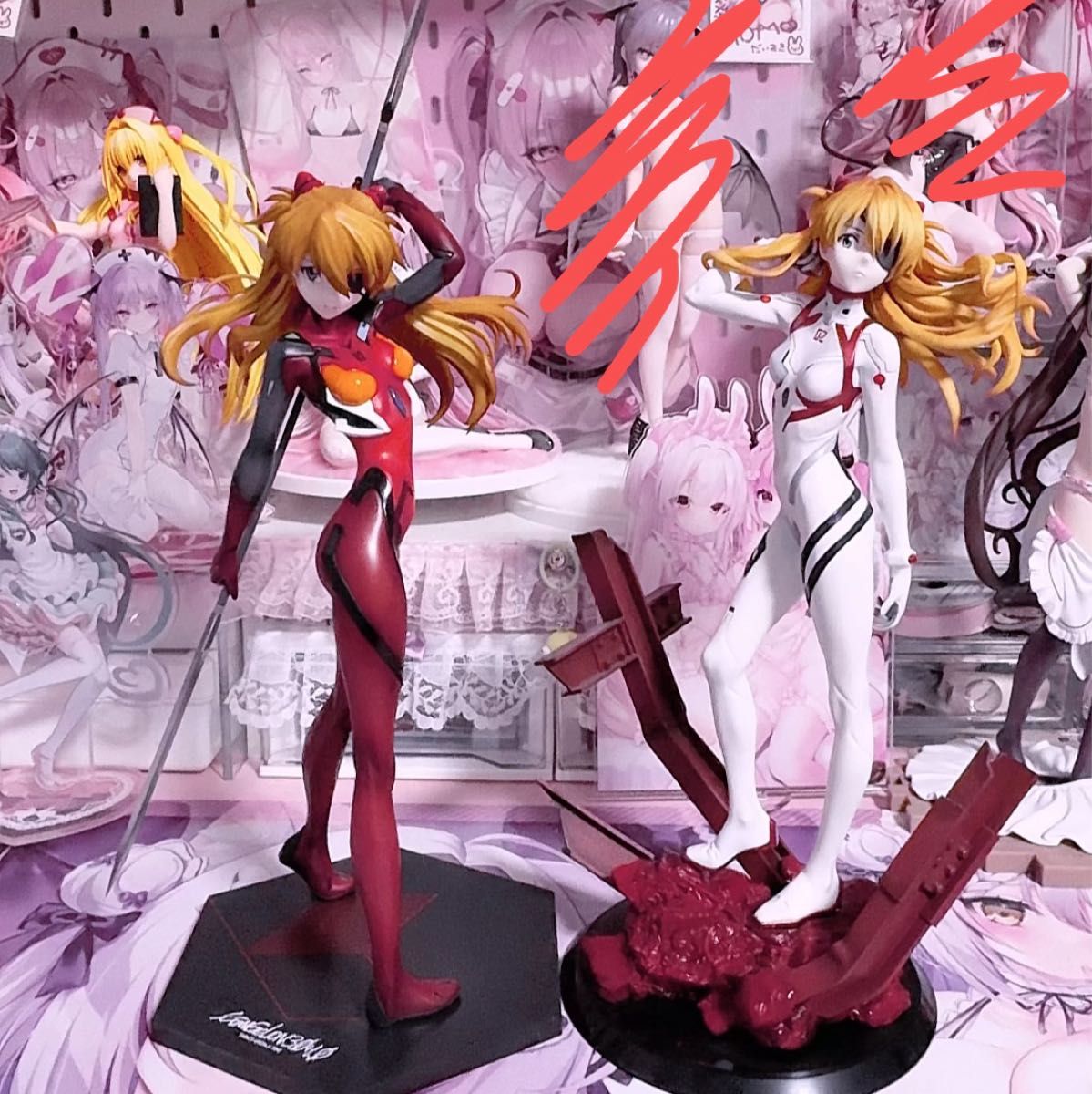 エヴァンゲリオン アスカ フィギュア 2体セット 二手;物流保障;没有明显的损伤或污渍