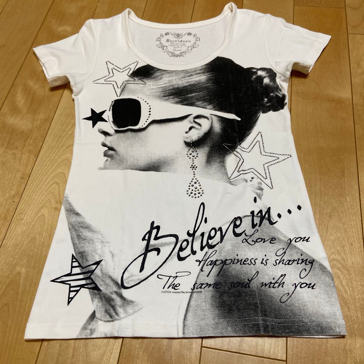 Sorridere 半袖Tシャツ 白 レディース プリント ビジュー スター二手;物流保障;没有明显的损伤或污渍