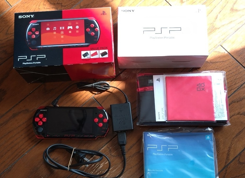 美品・動作良好【PSP-3000 XBR ブラック/レッド バリューパック】元箱付 属品完備 新品バッテリー 初期化済