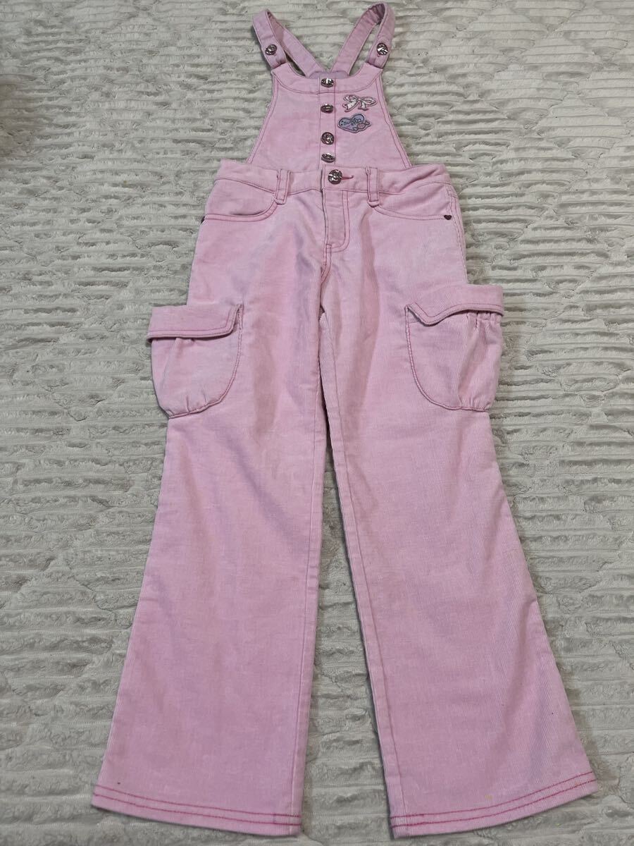 メゾピアノ130ピンク コーデュロイ オーバーオール サロペット キッズ 女の子