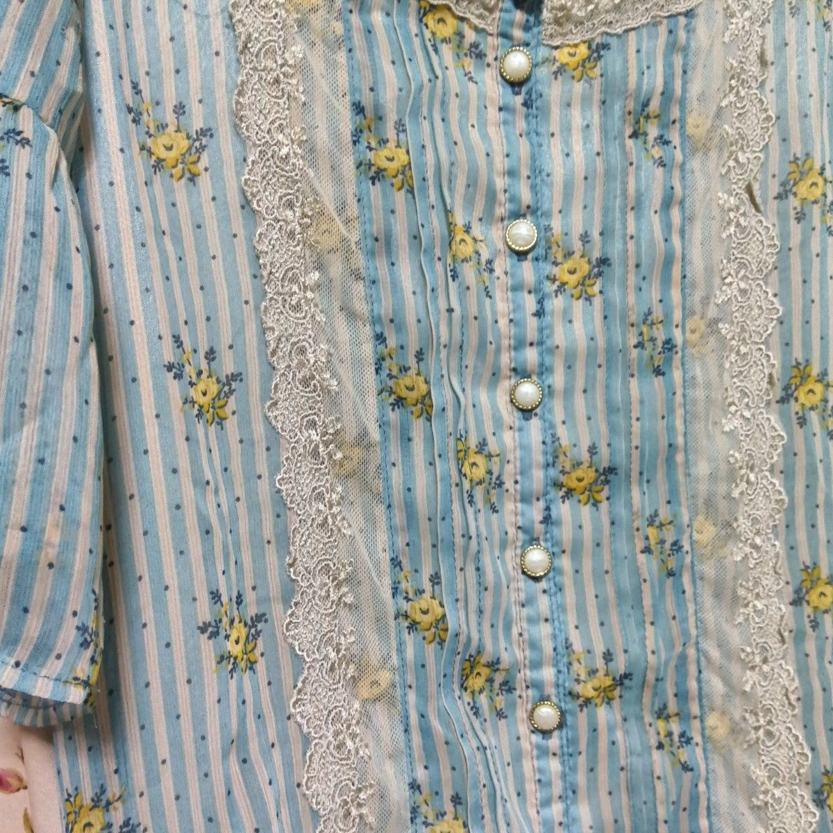 axes femme/ブルー系花柄ショート丈ワンピース二手;物流保障;没有明显的损伤或污渍
