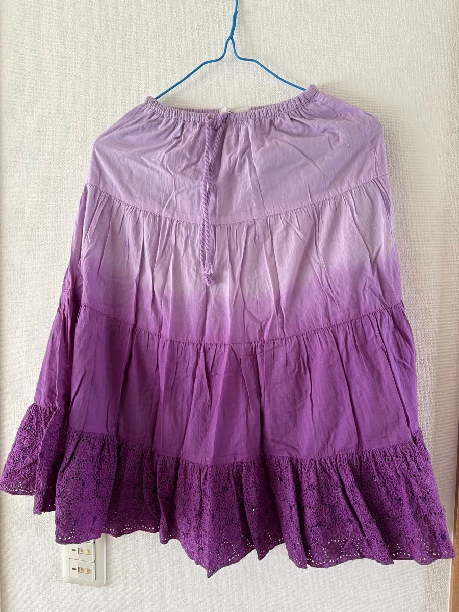 グラデーション ティアードスカート パープル レース 子供服二手;物流保障;没有明显的损伤或污渍