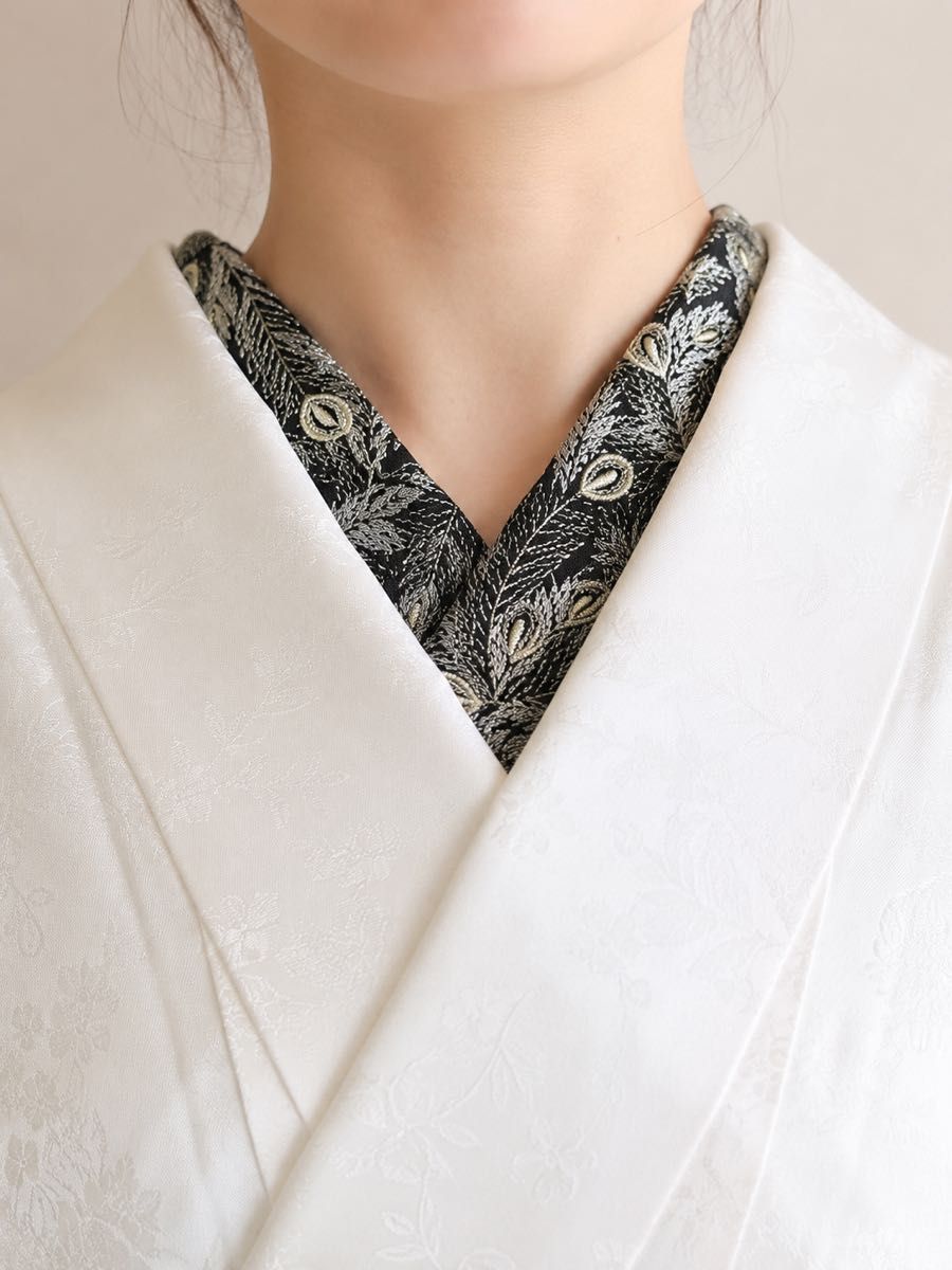 刺繍半襟 黒地 鳳凰柄 和装小物 着物用二手;物流保障;未使用