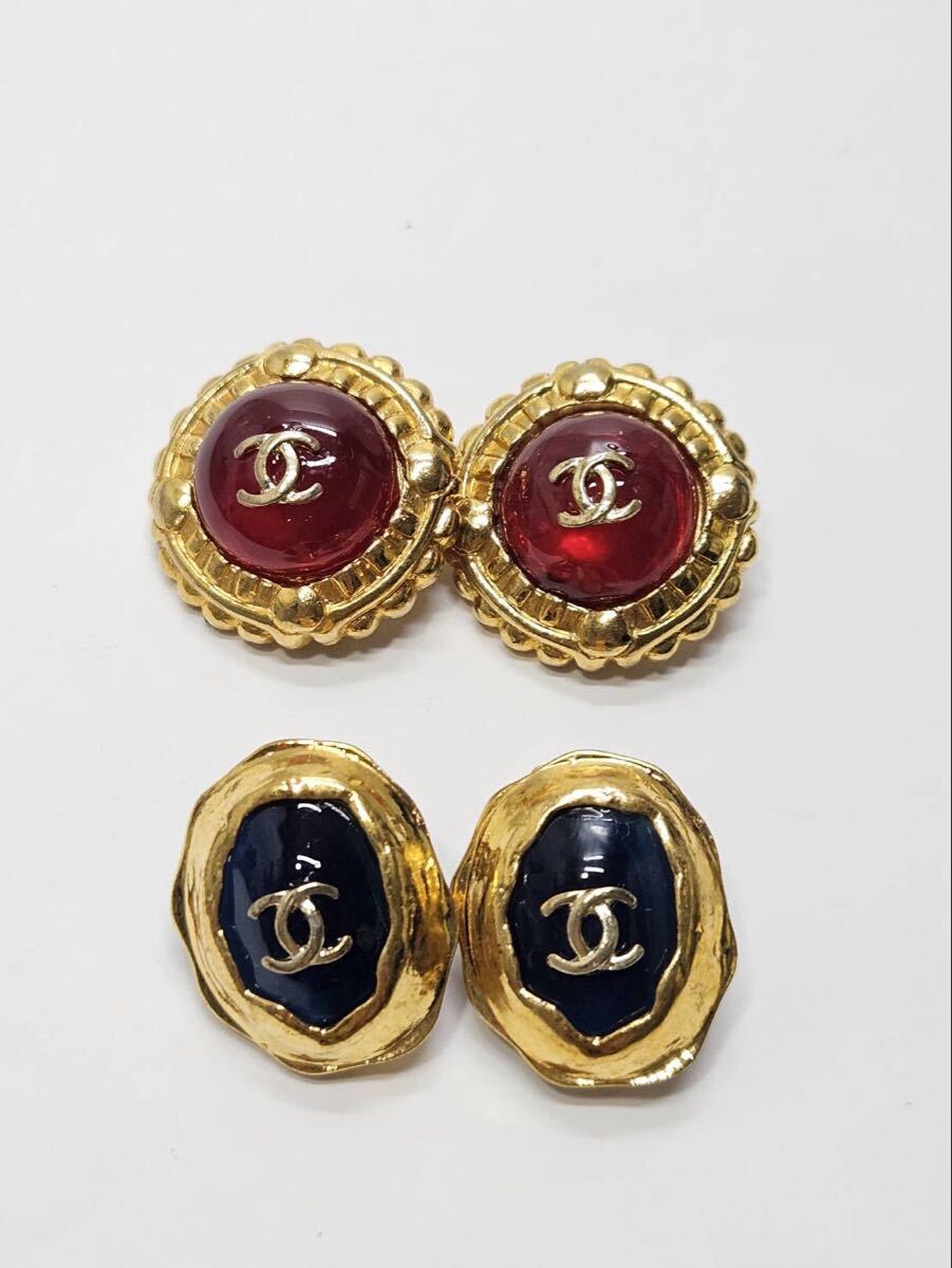 　T23332-P250-♪20　CHANEL　シャネル　29刻印　ココマーク　カラーストーン　楕円　イヤリング　おまけイヤリング付き