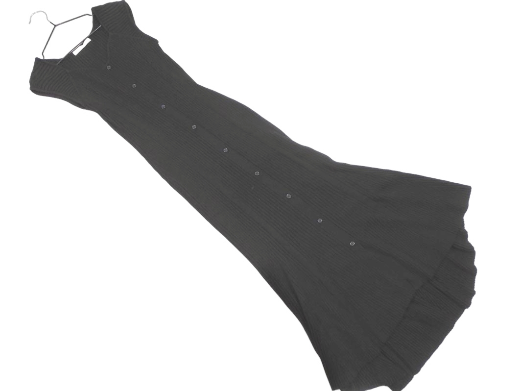 新品 snidel スナイデル フレンチスリーブ リブ ニット ワンピース sizeF/黒 ■◆ ☆ gha7 レディース