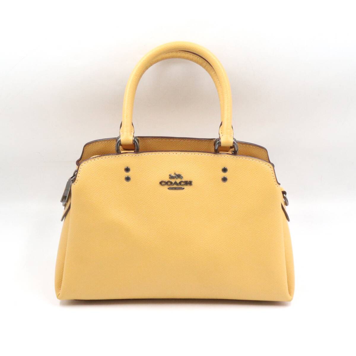 ★【美品】COACH コーチ 91146 ミニ リリー キャリーオール レザー 2WAY ハンドバッグ ショルダー イエロー系
