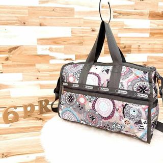 【レスポートサック】北欧 アート 花柄 2way ボストンバッグ グレー×ピンク