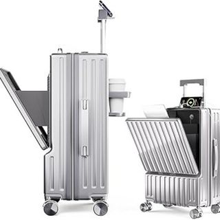 キャリーバッグ機内持ち込みカップホルダー付きUSB+TypeC TSAロック静音