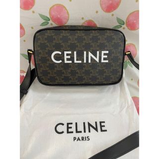 セリーヌ　メッセンジャーバッグ　ロゴプリント　キャンバス ショルダーバッグ 