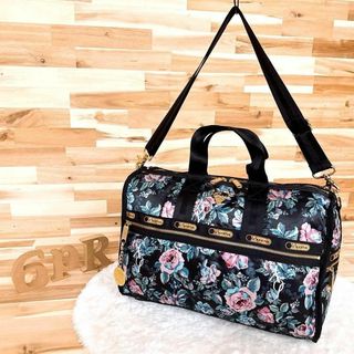 【レスポートサック×ジョイリッチ】限定コラボ フラワー ボストンバッグ 花柄 黒
