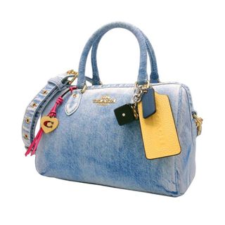 【新品】コーチ バッグ ハンドバッグ COACH ROWAN デニム サッチェルバッグ チャーム タグ付き 2WAY 斜め掛け CDY74 IMNIM (ライトインディゴ) アウトレット レディース 送料無料