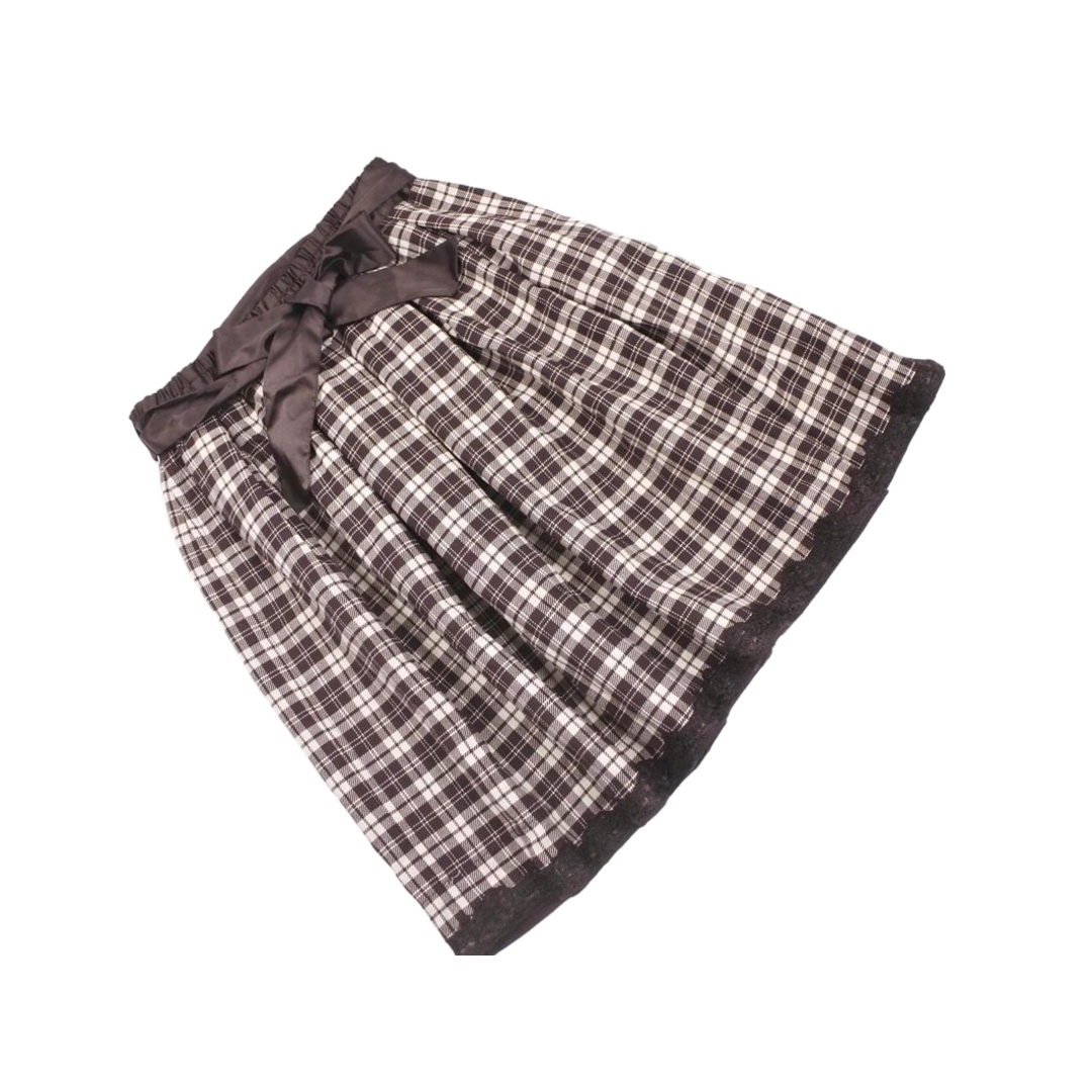 新品 axes femme アクシーズファム チェックリバーシブル フレア スカート sizeM/茶 ■■ レディース