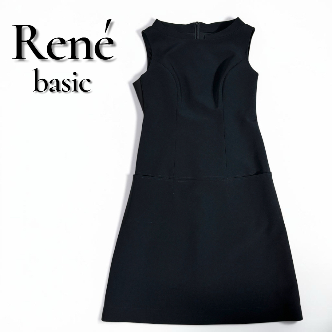美品 René basic ルネ ノースリーブ ワンピース ブラック 日本製没有明显的损伤或污渍