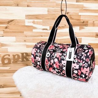 未使用【レスポートサック】花柄 ミニ ボストンバッグ トートバッグ ピンク×黒
