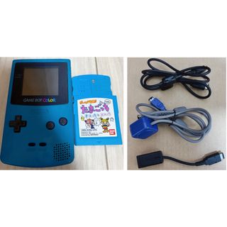 任天堂 ゲームボーイカラー ターコイズ 本体 たまごっち ソフト・ケーブルセット 電池カバーなし