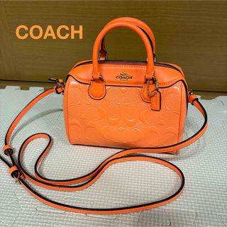 COACH コーチ ミニボストンバッグ 2WAY 本革 PVCオレンジ