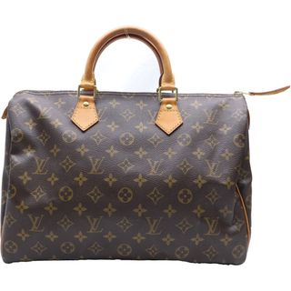 LOUIS VUITTON ルイヴィトン モノグラム スピーディ35 ハンドバッグ ボストンバッグ ブラウン レザー×PVC M41524 ゴールド金具