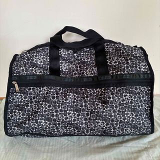 LeSportsac ボストンバッグ ブラック 総柄 ラージウィークエンダー