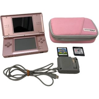Nintendo 任天堂 ニンテンドー DS Lite USG-001 ゲーム機本体 メタリックロゼ 動作確認済 ソフト2個付き 【中古】 22609K463