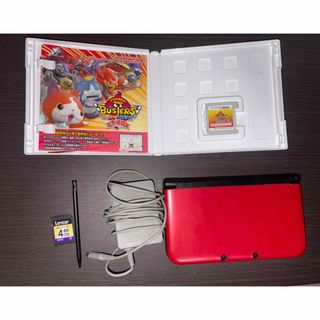【訳あり/上画面液晶漏れ】ニンテンドー3DS LL レッド×ブラック 充電器・ソフト付き