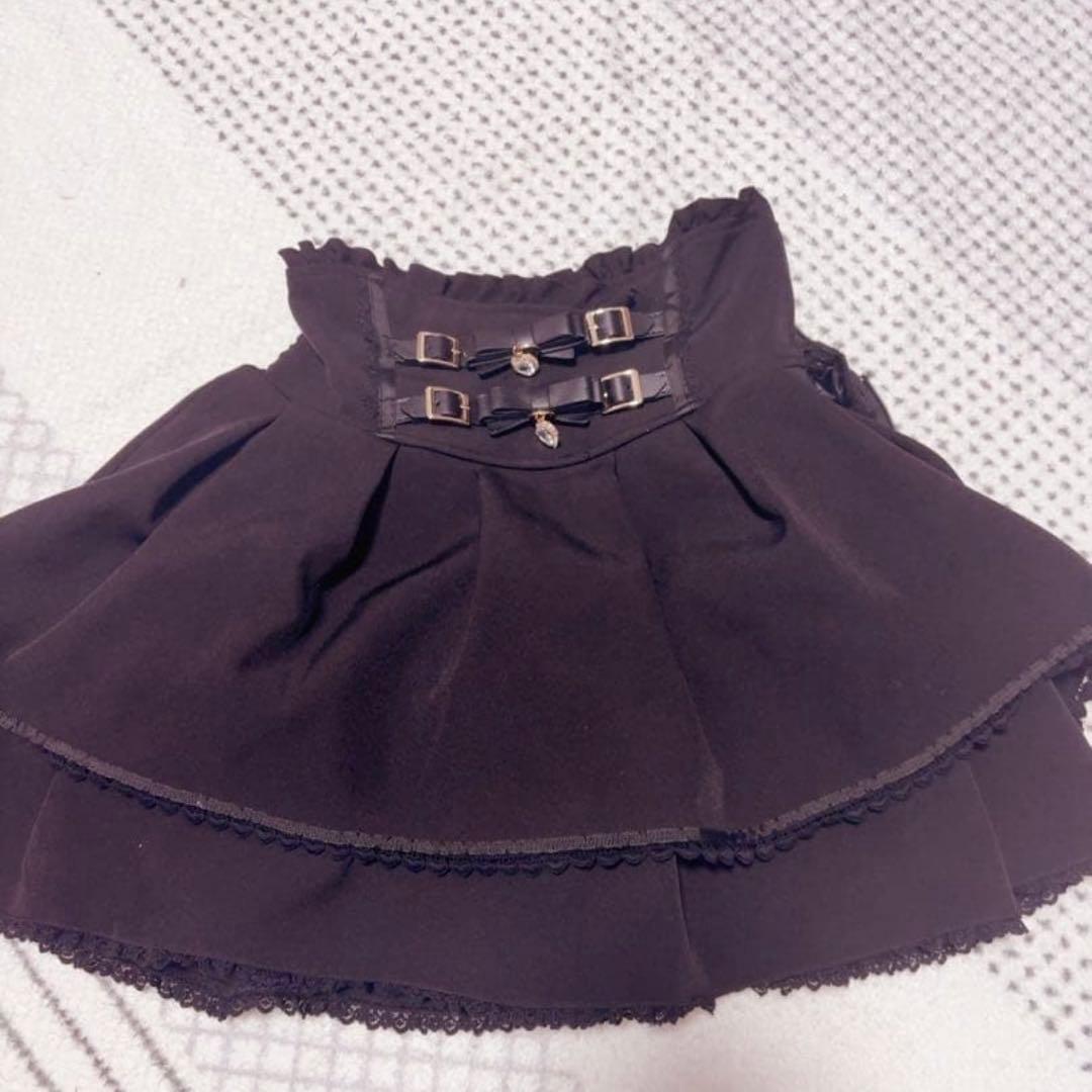 ♡LIZLISA 2連リボンベルトスカパン ブラック♡