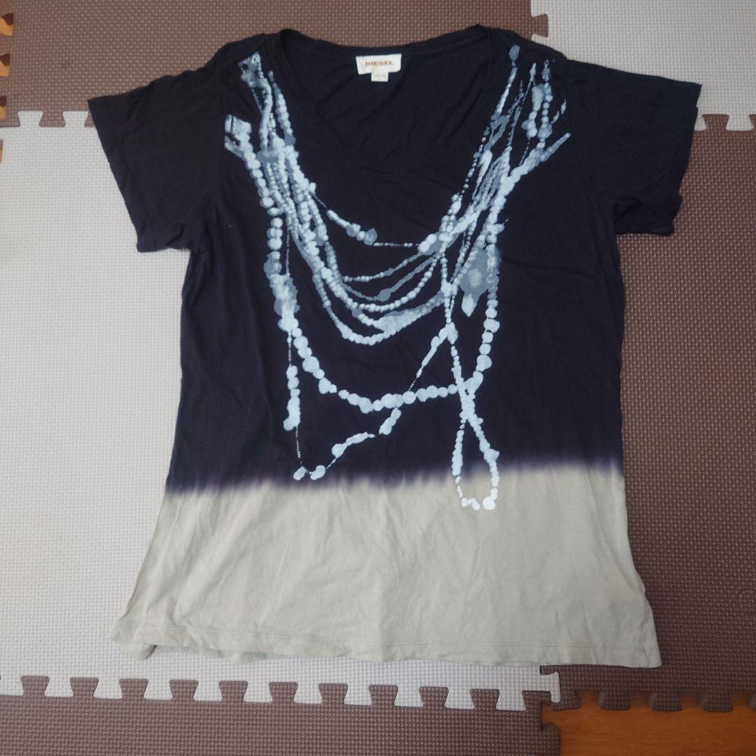 DIESEL ネックレスプリント Tシャツ ブラック XL