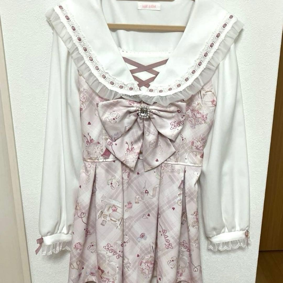 LIZLISA リズリサ Sewing Bear柄セットアップ　ピンクLIZ LISA;没有明显的损伤或污渍